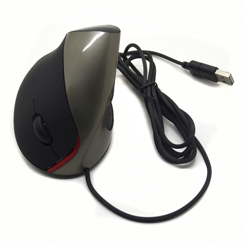 USB Optical Mouse Vertical Wired Ergonomic Healthy Prevent Wrist Pain-gray